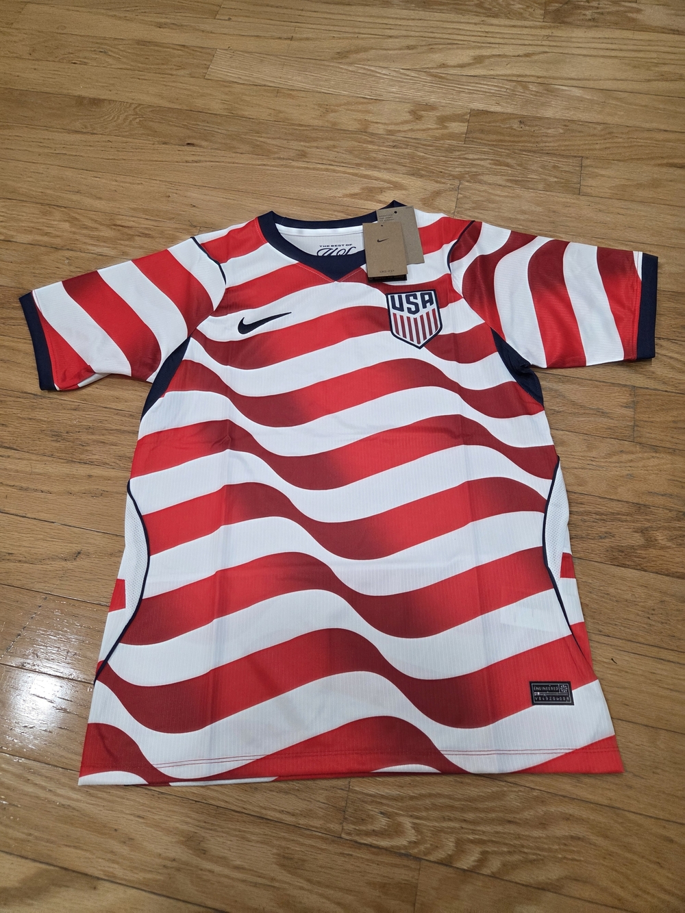 Nike 2026 World Cup USA Red & White Wavy Soccer Jersey with Crest
